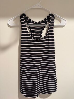 lululemon athletica Black and White Striped Racerback Tank